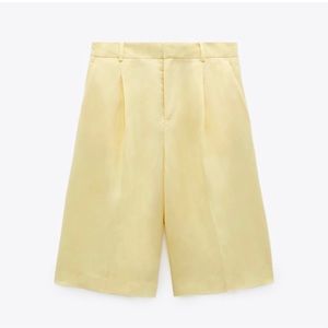 Zara Highwaisted Linen Bermuda Shorts